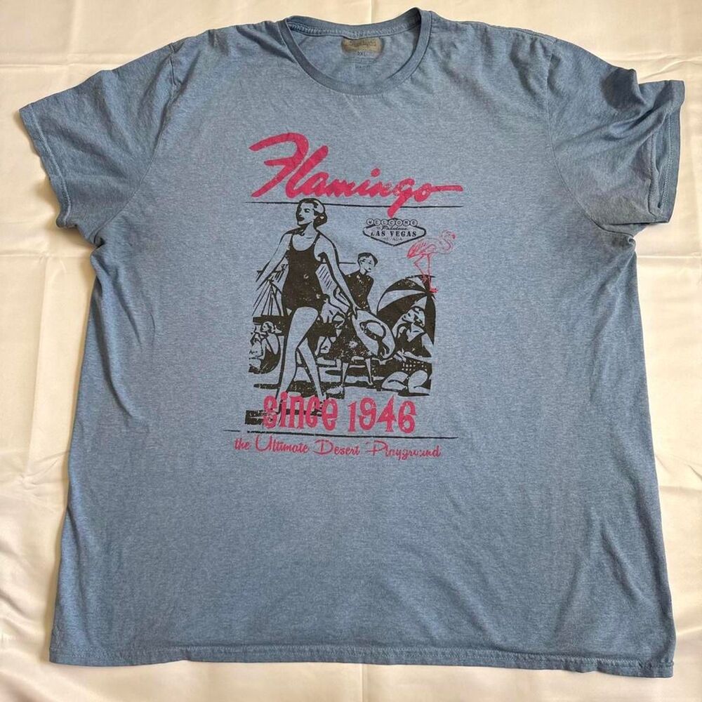 Las Vegas Flamingo Hotel Men's Blue T-shirt